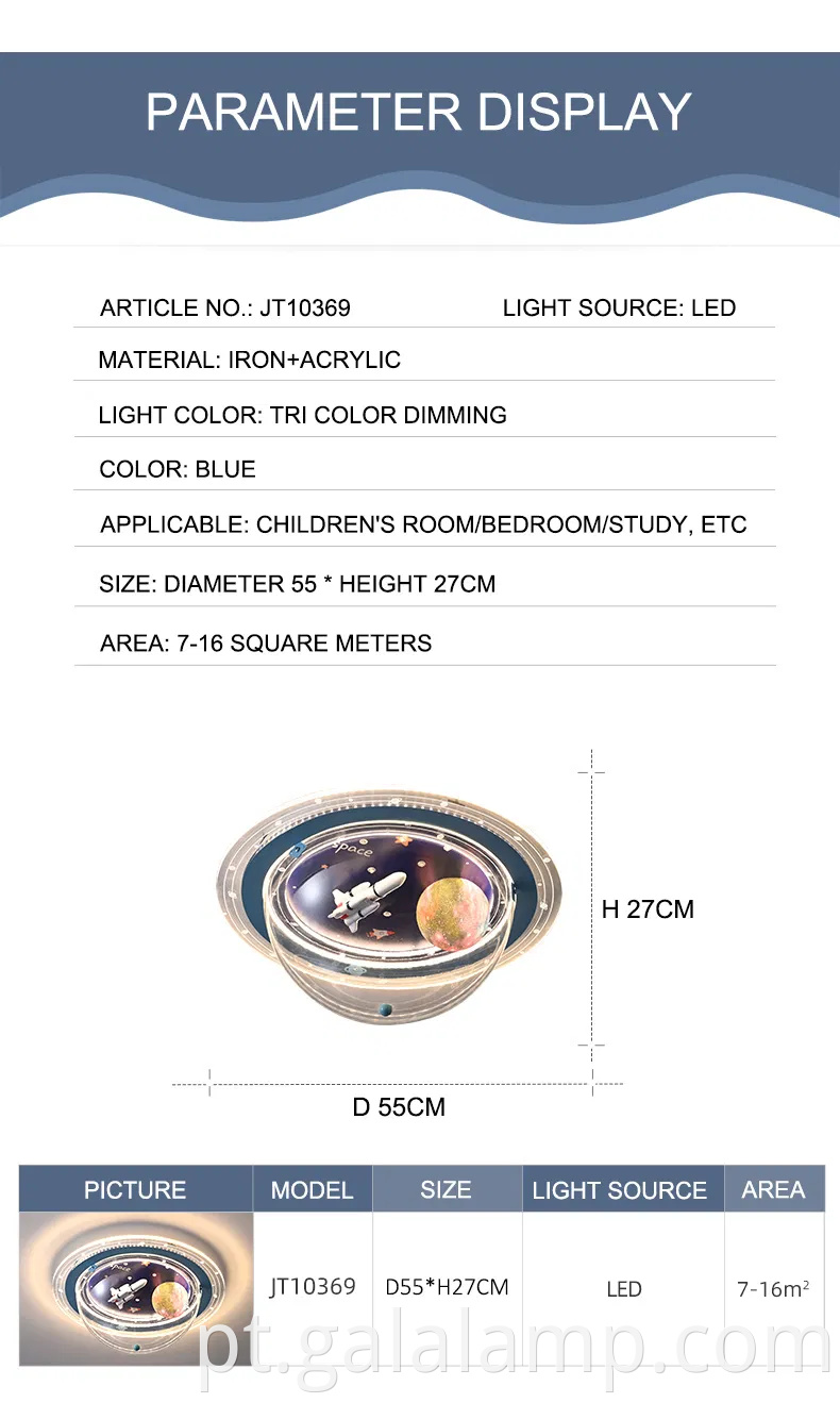 Luz de teto de foguete espacial exclusivo para meninos 'quartos